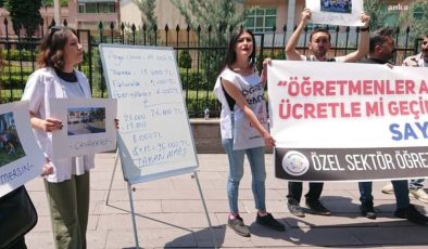 Öğretmenler MEB önünde: Nasıl geçinemediklerini tahtada anlattılar